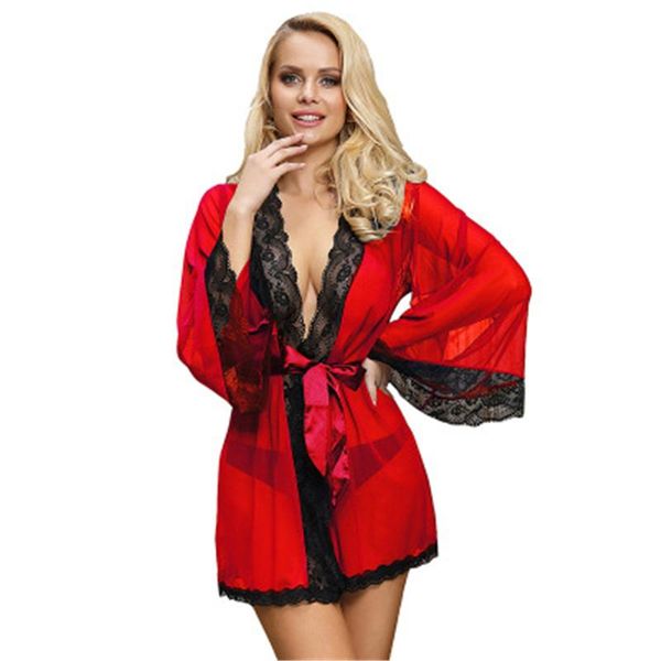 wholesale women lingerie fashion plus size bandage perspective nightgown skirts female lace splicing deep v neck pajamas 3pcs sets, Black;red
wholesale women lingerie fashion plus size bandage perspective nightgown skirts female lace splicing deep v neck pajamas 3pcs sets, Black;red