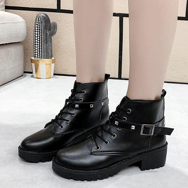 boots 2021 fashion women leather shoes winter woman casual female ankle lace-up with belt, Black
boots 2021 fashion women leather shoes winter woman casual female ankle lace-up with belt, Black