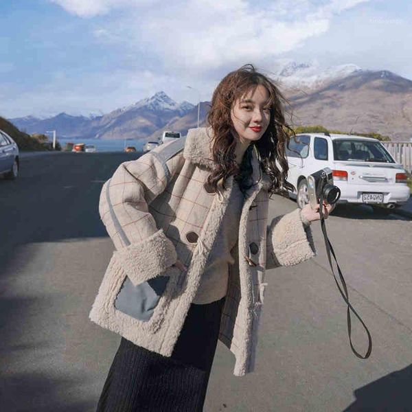 women's jackets listing winter short coat woman fur one overcoat thick warm horn button lamb wool cotton fashion women outerwear, Black;brown
women's jackets listing winter short coat woman fur one overcoat thick warm horn button lamb wool cotton fashion women outerwear, Black;brown