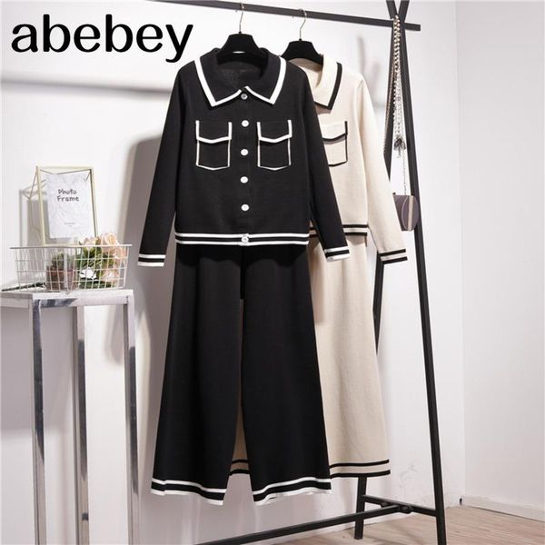 women's two piece pants spring autumn long sleeve knit set women elegant hit color turn-down collar pockets sweater and wide leg, White
women's two piece pants spring autumn long sleeve knit set women elegant hit color turn-down collar pockets sweater and wide leg, White