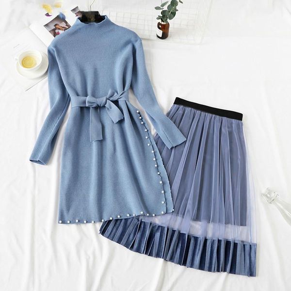 two piece dress elegant stylish half turtleneck long sweater + pleated velvet skirt women sashes kitted and 2 outfit, White
two piece dress elegant stylish half turtleneck long sweater + pleated velvet skirt women sashes kitted and 2 outfit, White