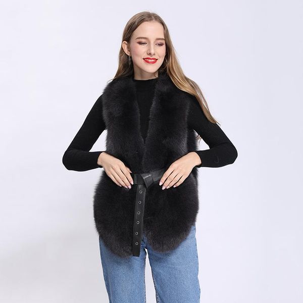 women's fur & faux winter women short fashion casual real vest with leather belt veste femme msj-fv-10, Black
women's fur & faux winter women short fashion casual real vest with leather belt veste femme msj-fv-10, Black