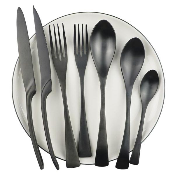 black flatware set restaurant dinnerware set matte knife fork spoon stainless steel kitchen tableware
black flatware set restaurant dinnerware set matte knife fork spoon stainless steel kitchen tableware