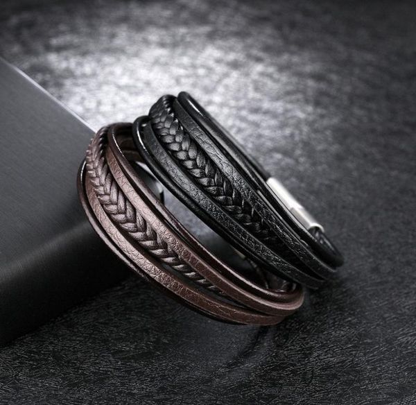 bangle fashionable men's multilayer black leather bracelet retro braided magnetic clasp classic charm casual jewelry
bangle fashionable men's multilayer black leather bracelet retro braided magnetic clasp classic charm casual jewelry