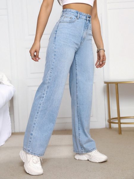 high waist washed jeans t3rk#, Blue