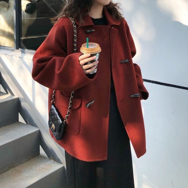 2021 new women's autumn and winter veal horn straight button thickened wool coat 91vd, Black;brown
2021 new women's autumn and winter veal horn straight button thickened wool coat 91vd, Black;brown