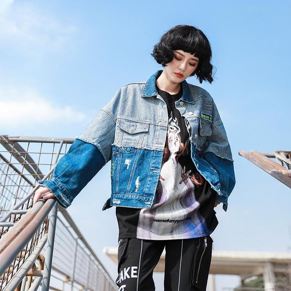 women's jackets denim jacket autumn 2021 stitching contrast color tide brand embroidery loose and thin tooling, Black;brown
women's jackets denim jacket autumn 2021 stitching contrast color tide brand embroidery loose and thin tooling, Black;brown