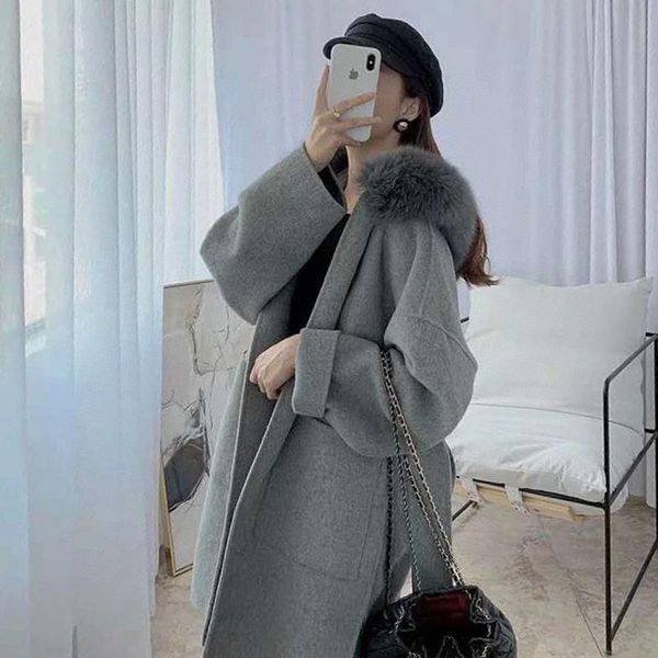 women's wool & blends 2021 autumn and winter double-sided cashmere coat tweed long clothing manufacturer wholesale, Black
women's wool & blends 2021 autumn and winter double-sided cashmere coat tweed long clothing manufacturer wholesale, Black