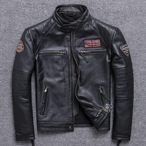 men's leather & faux male head layer cowhide short fund self-cultivation vertical type lead halley locomotive genuine clothing real, Black
men's leather & faux male head layer cowhide short fund self-cultivation vertical type lead halley locomotive genuine clothing real, Black