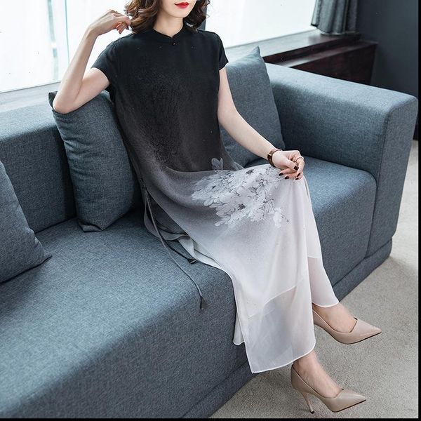 pink silk dress vintage improved cheongsam elegant large size 2021 spring summer new womens dresses x897, Black;gray
pink silk dress vintage improved cheongsam elegant large size 2021 spring summer new womens dresses x897, Black;gray