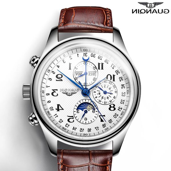 high end guanqin mens luxury business multifunction mechanical watch men automatic waterproof sport watches montre homme, Slivery;brown
high end guanqin mens luxury business multifunction mechanical watch men automatic waterproof sport watches montre homme, Slivery;brown