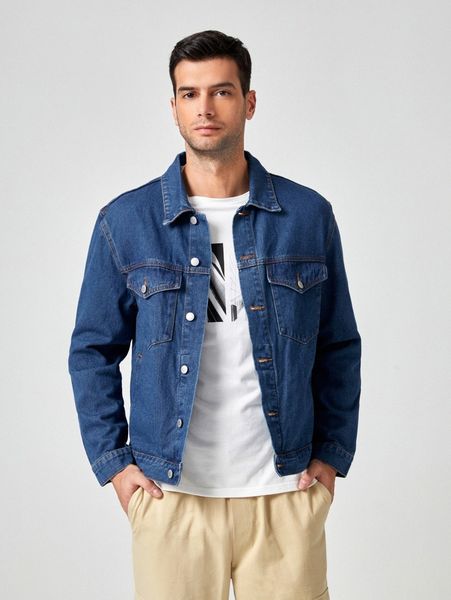 men flap pocket front denim jacket i69x#, Blue
men flap pocket front denim jacket i69x#, Blue