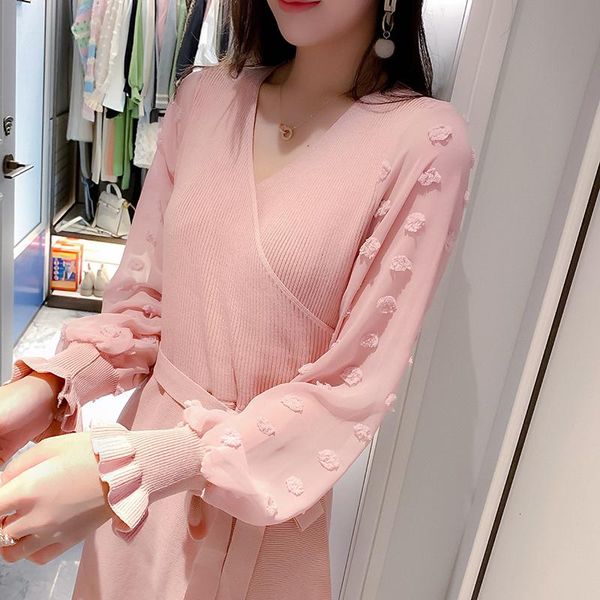 casual dresses 2021 the autumn women pink knitted dress long sleeve v-neck vintage elegant korean party ladies fashion clothes, Black;gray
casual dresses 2021 the autumn women pink knitted dress long sleeve v-neck vintage elegant korean party ladies fashion clothes, Black;gray