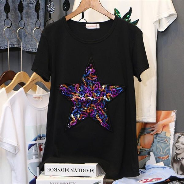 summer fashion 3xl women t shirts plus size pointed star sequined short sleeve tees casual cotton loose female, White
summer fashion 3xl women t shirts plus size pointed star sequined short sleeve tees casual cotton loose female, White