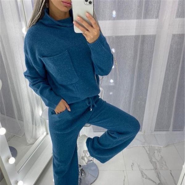 women's two piece pants 2 women sweater suit autumn winter knitting big pocket pullovers and wide leg casual track, White
women's two piece pants 2 women sweater suit autumn winter knitting big pocket pullovers and wide leg casual track, White