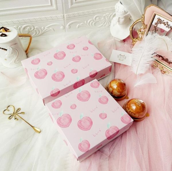 gift wrap 2021 100pcs summer lovely peach snow meiniang packing box 4 / 6 egg yolk crisp moon cake