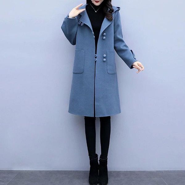 women's wool & blends woolen coat 2021 autumn winter women clothing outwear korean loose mid-length hooded retro overcoat female, Black
women's wool & blends woolen coat 2021 autumn winter women clothing outwear korean loose mid-length hooded retro overcoat female, Black