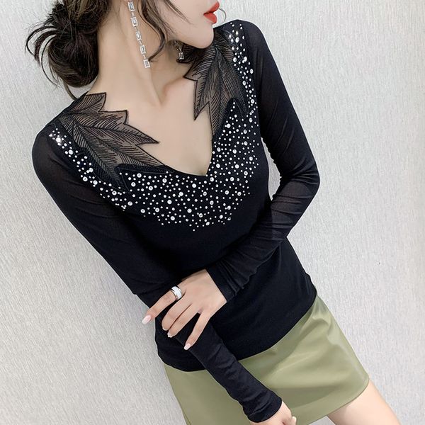 2021 new autumn winter european clothes t-shirt fashion v-neck mesh diamonds women patch ropa mujer all match tees t08518l s6ni, White
2021 new autumn winter european clothes t-shirt fashion v-neck mesh diamonds women patch ropa mujer all match tees t08518l s6ni, White