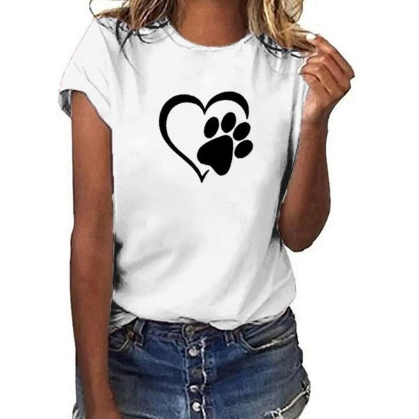 women's t-shirt fashion footprint print t shirt summer short sleeve crew-neck casual loose tee femme streetwear, White
women's t-shirt fashion footprint print t shirt summer short sleeve crew-neck casual loose tee femme streetwear, White