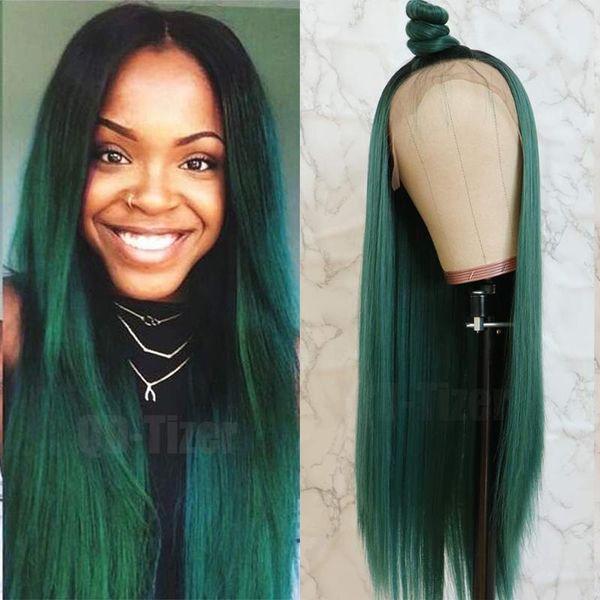 synthetic wigs long silky straight ombre green colored lace front wig glueless for black women natural hairline daily
synthetic wigs long silky straight ombre green colored lace front wig glueless for black women natural hairline daily
