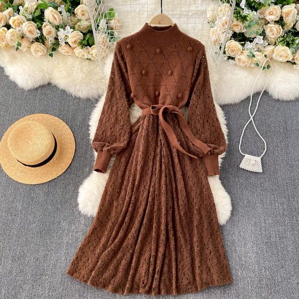 casual dresses lace dress female autumn winter three-dimensional knitted ball puff sleeve slim mid-length base uk560, Black;gray
casual dresses lace dress female autumn winter three-dimensional knitted ball puff sleeve slim mid-length base uk560, Black;gray