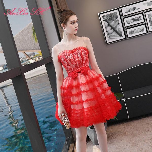 party dresses anxin sh princess red lace evening dress fashion o neck illusion ruffles fringed bow short size 16, White;black
party dresses anxin sh princess red lace evening dress fashion o neck illusion ruffles fringed bow short size 16, White;black
