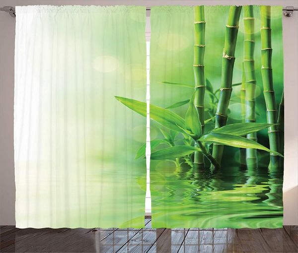 curtain & drapes asian curtains bamboo stalks reflection on water blurs freshness japanese decorative zen spa living room bedroom home decor