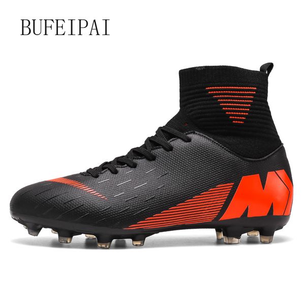 bufeipai mens football shoes high ankle spike boy slip stud training sneakers mens football shoes zapatos de futbol