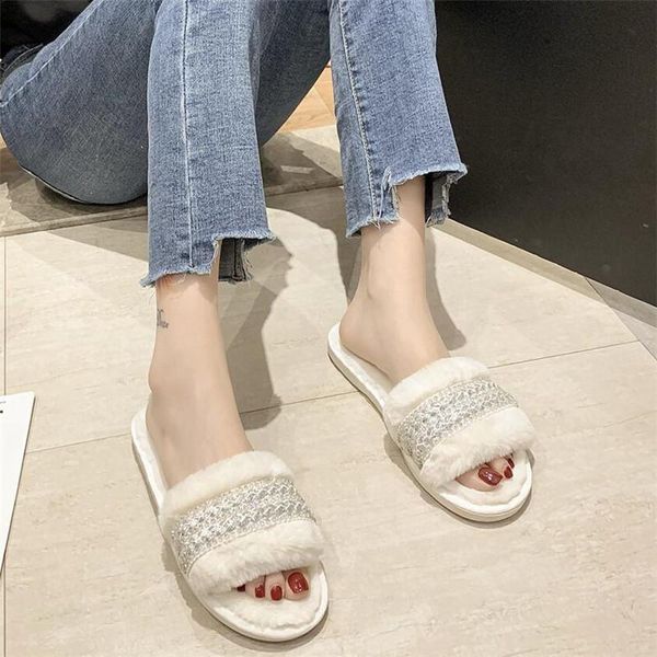slippers winter fashion women home faux fur warm shoes woman slip on flats diamond decoration 1.5cm heel women's, Black
slippers winter fashion women home faux fur warm shoes woman slip on flats diamond decoration 1.5cm heel women's, Black