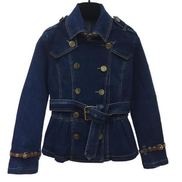women's jackets 2021 spring vintage short double-breasted denim jacket women slim waist long sleeve jeans coat, Black;brown
women's jackets 2021 spring vintage short double-breasted denim jacket women slim waist long sleeve jeans coat, Black;brown