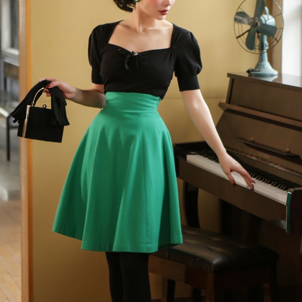 le palais 2021 original vintage green cashmere skirt high knee height winter women's thick atkd, Black
le palais 2021 original vintage green cashmere skirt high knee height winter women's thick atkd, Black