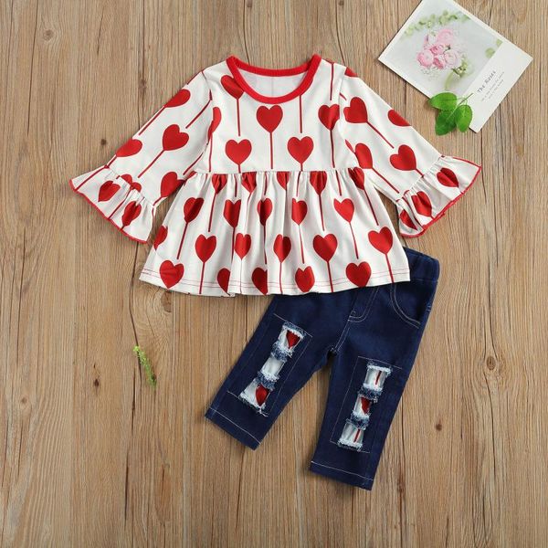 clothing sets 3 pieces set toddler baby girls clothes love pattern long sleeve ruffle dress + denim pants headband, White
clothing sets 3 pieces set toddler baby girls clothes love pattern long sleeve ruffle dress + denim pants headband, White