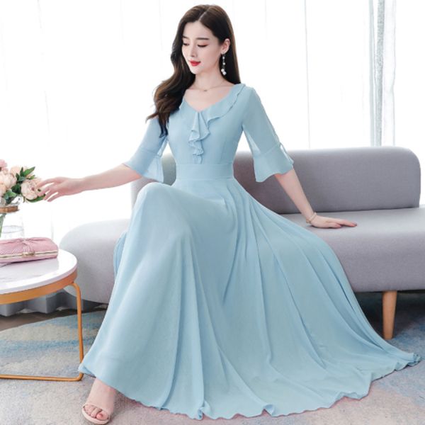 quality 2021 high solid chiffon sweet maxi dress summer vintage 4xl plus size midi sundress women elegant bodycon party vestidos c0304, Black;gray
quality 2021 high solid chiffon sweet maxi dress summer vintage 4xl plus size midi sundress women elegant bodycon party vestidos c0304, Black;gray