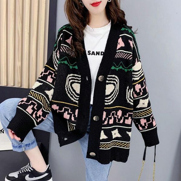 women's knits & tees 2021 autumn winter fashion v-neck long-sleeved loose-fitting lazy knit cardigan sweater coat jacket women trendy h, White
women's knits & tees 2021 autumn winter fashion v-neck long-sleeved loose-fitting lazy knit cardigan sweater coat jacket women trendy h, White