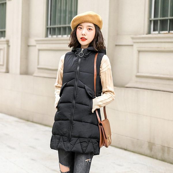 women's vests 2021 winter hooded down cotton waistcoat women fashion irregular decoration mid length vest jacket classic casual outwear, Black;white
women's vests 2021 winter hooded down cotton waistcoat women fashion irregular decoration mid length vest jacket classic casual outwear, Black;white