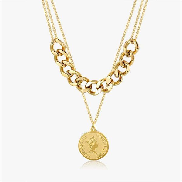 chains mogaku titanium double layered necklace portrait coin fashion women retro designer party goth japan jewelry trendy, Silver
chains mogaku titanium double layered necklace portrait coin fashion women retro designer party goth japan jewelry trendy, Silver