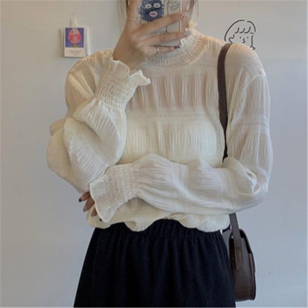 women's blouses & shirts 2021 ruffled collar chiffon blouse women long sleeve pleated shirt korean elegant pullover autumn blusas pz28, White
women's blouses & shirts 2021 ruffled collar chiffon blouse women long sleeve pleated shirt korean elegant pullover autumn blusas pz28, White