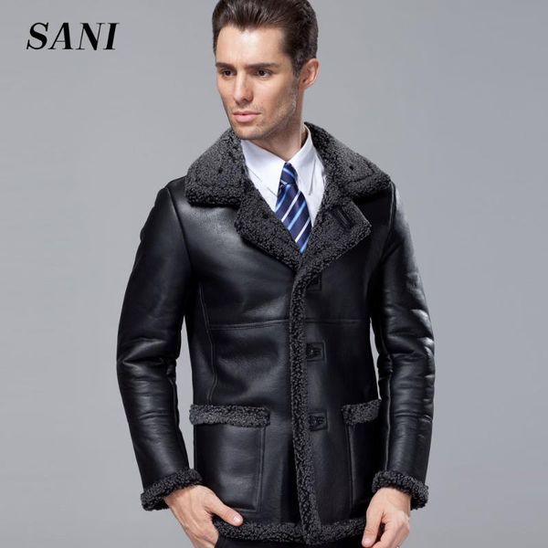 men's leather & faux sani european and american sheepskin fur coat mid-length slim thick genuine jacket shearling overcoat, Black
men's leather & faux sani european and american sheepskin fur coat mid-length slim thick genuine jacket shearling overcoat, Black