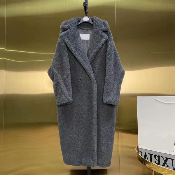 women's wool & blends grey coat teddy bear fur women alpaca loose coats winter warm thicken classic, Black
women's wool & blends grey coat teddy bear fur women alpaca loose coats winter warm thicken classic, Black