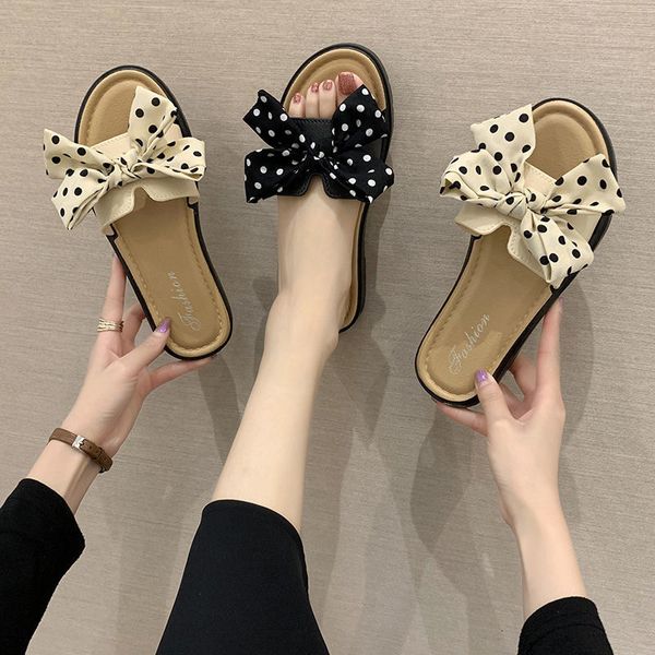 luxury slippers net red korean summer slipper wear flat bottomed wave point beach sho fashion leisure bow sandal, Black
luxury slippers net red korean summer slipper wear flat bottomed wave point beach sho fashion leisure bow sandal, Black