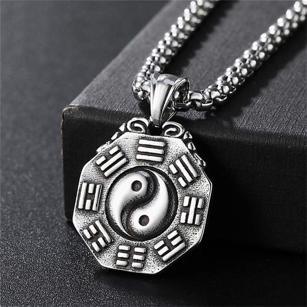 yin yang symbol chinese feng shui amulet stainless steel pendant necklace with chain, Silver
yin yang symbol chinese feng shui amulet stainless steel pendant necklace with chain, Silver
