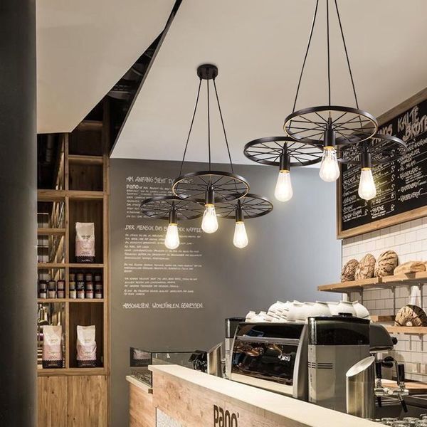 retro industrial style restaurant clothing store american coffee shop creative personality wrought iron wheel chandelier
retro industrial style restaurant clothing store american coffee shop creative personality wrought iron wheel chandelier