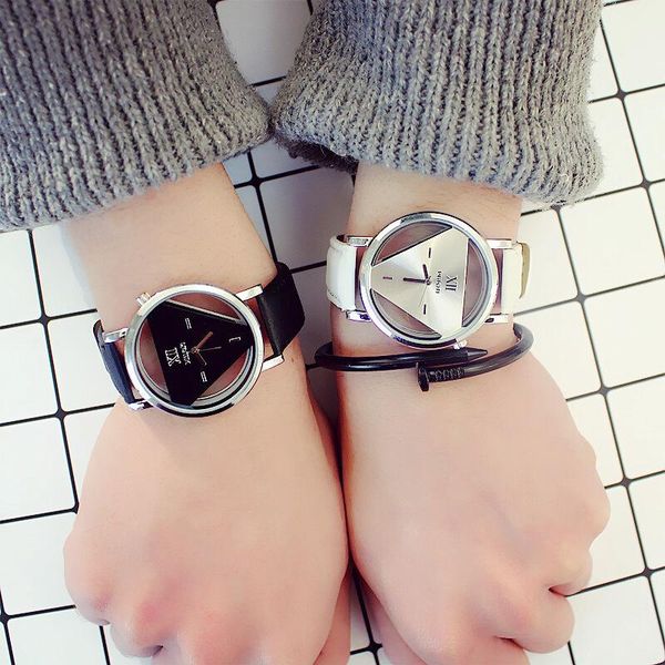 wristwatches women men quartz analog hollow triangle style leather ladies gift watch female clock relogio feminino, Slivery;brown
wristwatches women men quartz analog hollow triangle style leather ladies gift watch female clock relogio feminino, Slivery;brown