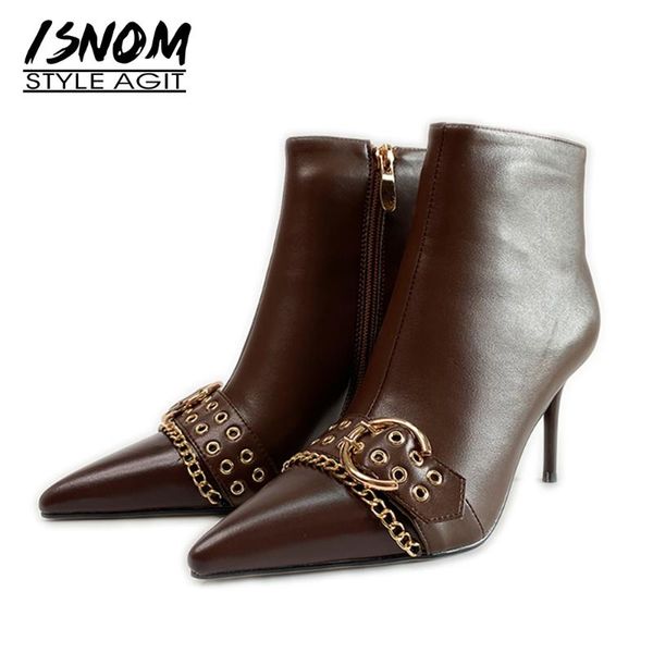 boots isnom ladies genuine leather ankle chain buckle side zipper stiletto heel bootie pointed toe autumn winter 2021, Black
boots isnom ladies genuine leather ankle chain buckle side zipper stiletto heel bootie pointed toe autumn winter 2021, Black