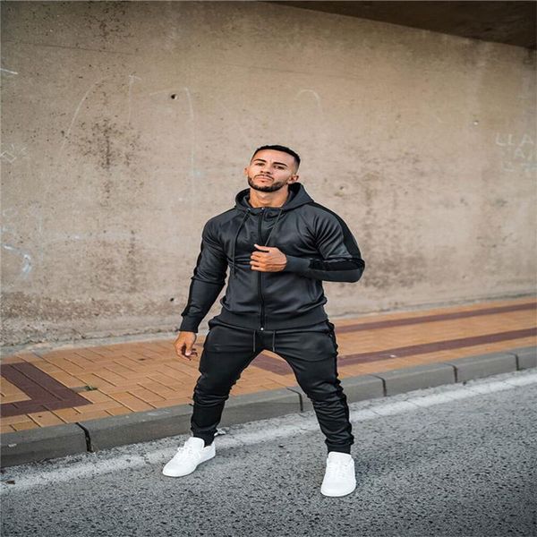 men's tracksuits 2021 spring and autumn fashion brand european sports suit fitness hollow elastic sweater gradient couple, Gray
men's tracksuits 2021 spring and autumn fashion brand european sports suit fitness hollow elastic sweater gradient couple, Gray
