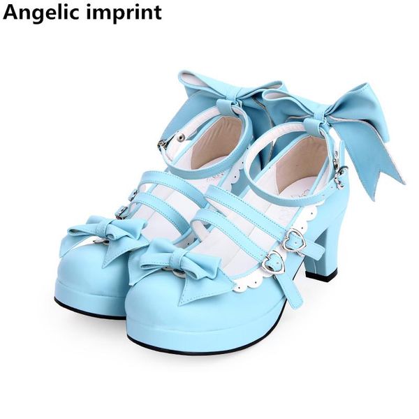 dress shoes angelic imprint woman mori girl lolita cosplay lady high heels pumps women princess party 6cm lacework 33-47, Black