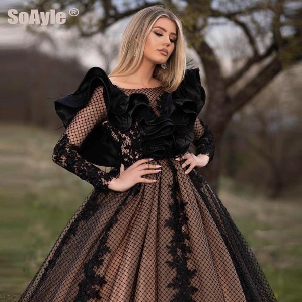 party dresses soayle ball gown evening long ruffles appliques lace dress plus size transparent sleeves robe de soire, White;black
party dresses soayle ball gown evening long ruffles appliques lace dress plus size transparent sleeves robe de soire, White;black