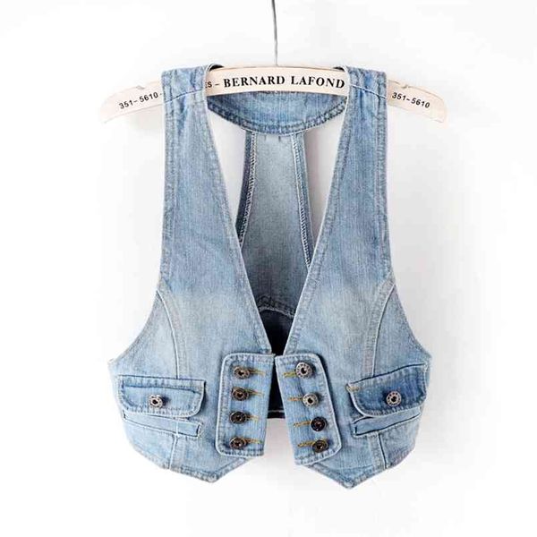 korean slim women's sleeveless jacket button short denim vest female summer thin waistcoat jeans feminine coat 210817, Black;white
korean slim women's sleeveless jacket button short denim vest female summer thin waistcoat jeans feminine coat 210817, Black;white