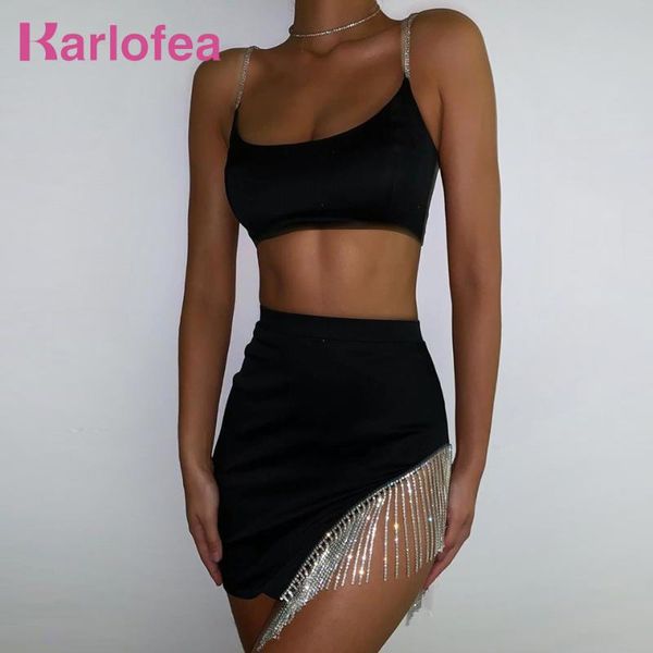 two piece dress karlofea embellished satin crop high waist bodycon mini skirt set club diamonds tassel fringe matching suit, White
two piece dress karlofea embellished satin crop high waist bodycon mini skirt set club diamonds tassel fringe matching suit, White