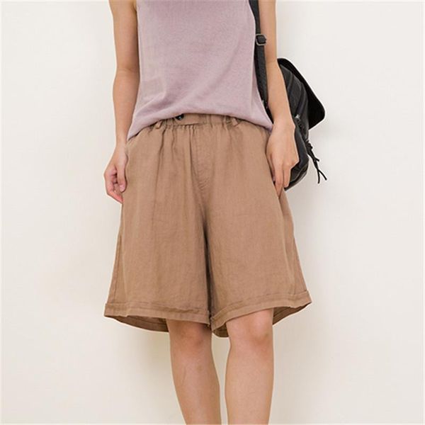 johnature original japanese cotton linen loose women shorts 2021 summer new all match solid color elastic waist pockets shorts, White;black
johnature original japanese cotton linen loose women shorts 2021 summer new all match solid color elastic waist pockets shorts, White;black